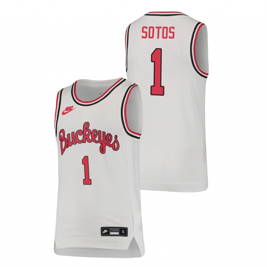 Ohio State Buckeyes Youth NCAA Jimmy Sotos #1 White Throwback College Basketball Jersey MRI7649RE